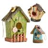Garden Bird House Spacious Hole Hand-Painted Birdhouse Resin Waterproof Outdoor Hanging Birdhouse Sunproof for Bluebird Hummingbird Finch Cardinals