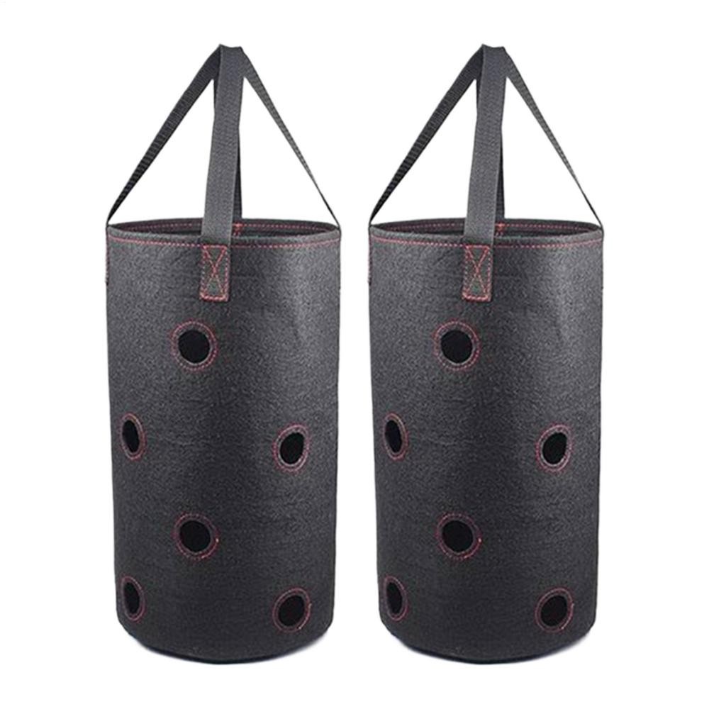 2Pcs Hanging Grow Bags for Strawberries Tomatoes Hanging Planting Grow Bag 11 Planting Holes Garden Strawberry Planter Pot