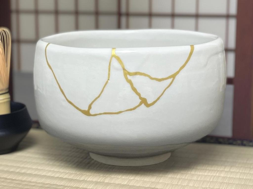Ale-net Matcha Bowl, W12 X D12 X H7.7cm, White Tenmoku Kintsugi Style, Mino Ware, Made In Japan