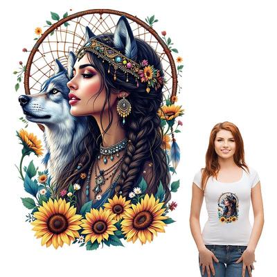 Heat Transfer Sticker Princess Girl Animal T-Shirt Heat Press Appliqued Diy Hoodies Clothes Stickers Iron On Patch