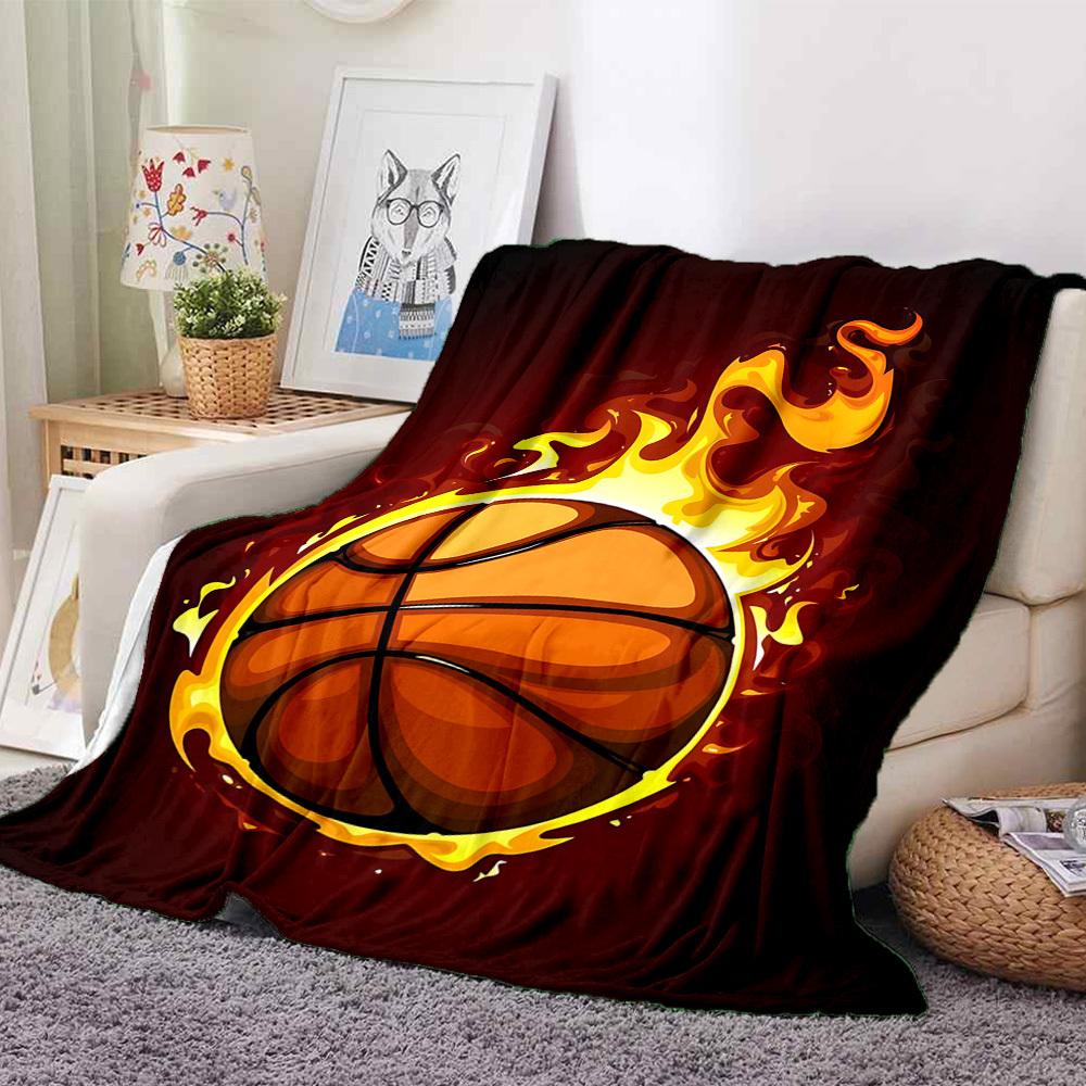 1pc Basketball Fire Blanket, Lightweight Flannel Throw Blanket for Sofa, Bed, Travel, Camping, Living Room, Office, Couch047