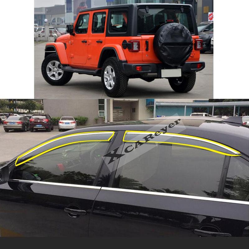 For Jeep Wrangler 2018 Car Body Styling Sticker Plastic Window Glass Wind Visor Rain/Sun Guard Vent Parts