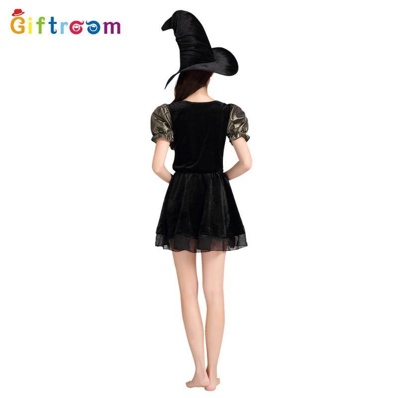 Western Halloween Costume Short Skirt Flannel Black Witch Vampire Ghost Stage Show Prop Costume