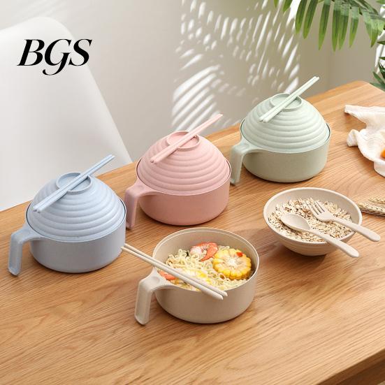 Salad Bowl 1 Set Multi-use Noodle Food Grade Heat-resistant Rice with Lid And Tableware Kitchen Student Dormitory Use Soup