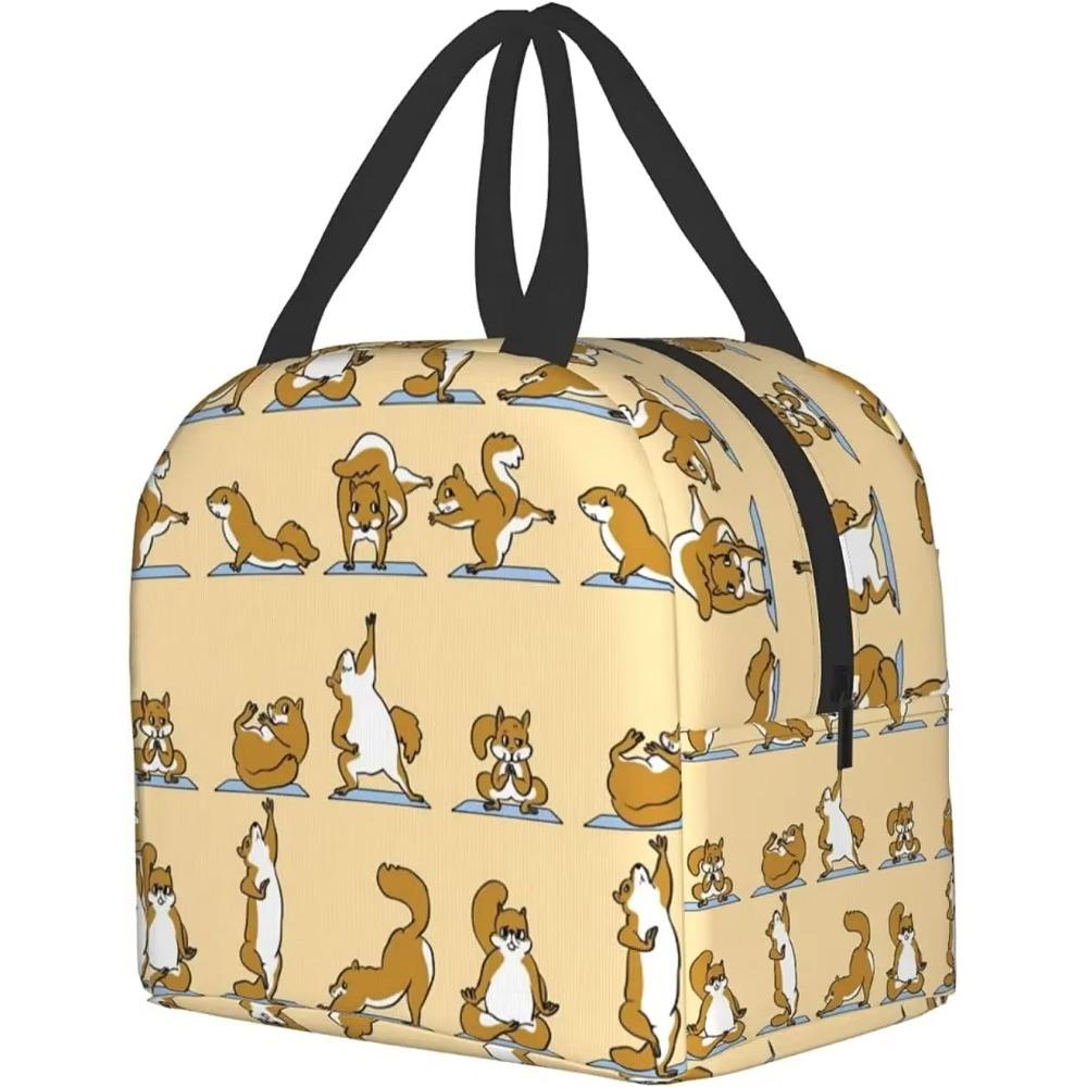 Cute Animal Yoga Lunch Bag Cooler Bag Women Men Tote Bag Insulated Lunch Box Thermal Lunch Bag for Picnic Beach Fishing Work
