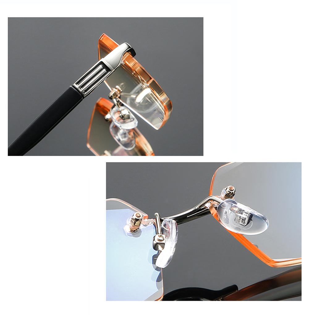 Diamond Cut Reading Glasses Women Men Ultralight Rimless Anti Blu Anti Fatigue +0.75 To +4 High Quality
