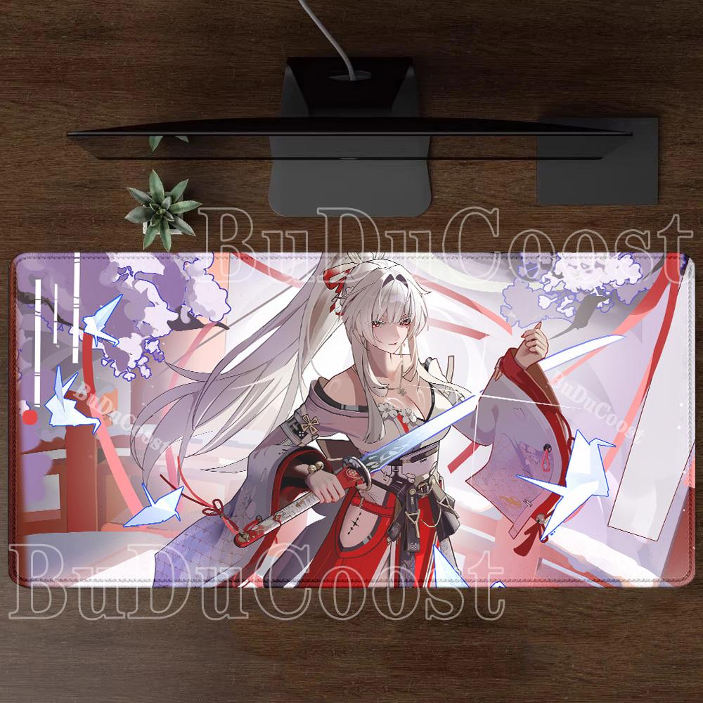 Gaming Wuthering Waves Hiyuki Mousepad Gaming Office Keyboard XXL Mouse Pad Anime Sexy Girl Rubber HD Printing Overlock Desk Mat