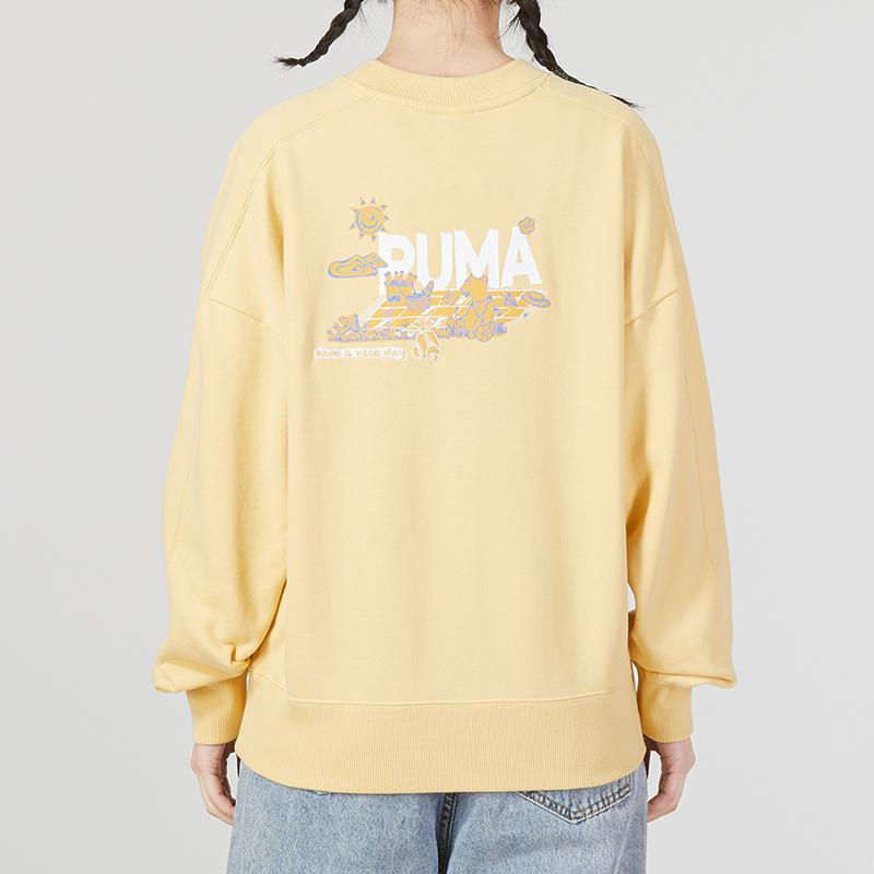Puma Classics Joy Graphic Crew Sweatshirt Women Sweatshirt Yellow 539955-42