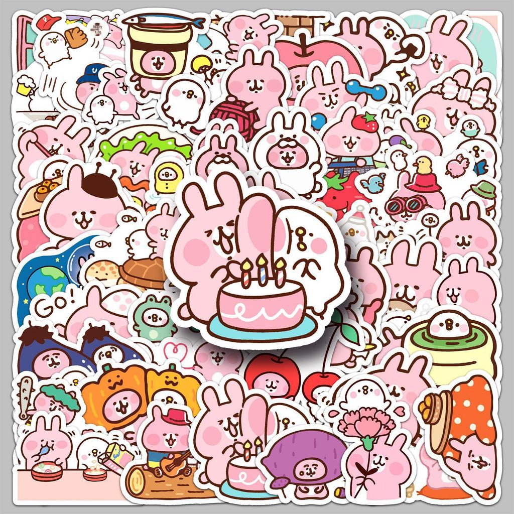 52 Kanahei Stickers: Cute Pink Rabbit Cartoon, Waterproof Decor for Notebooks & Planners