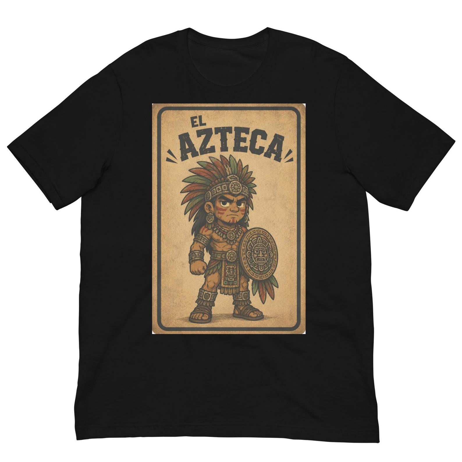 El Azteca Vintage Card Shirt, Mexican Warrior Tee, Chicano Heritage T-Shirt, Indigenous Mexico Graphic, Aztec Culture Gift S