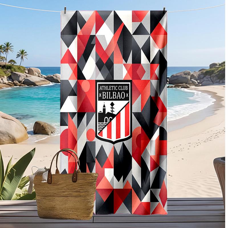 Asciugamano da Spiaggia Stampa Calcio Athletic Bilbao, Asciugamano Grande Morbido Asciugatura Rapida per Spiaggia Campeggio Nuoto