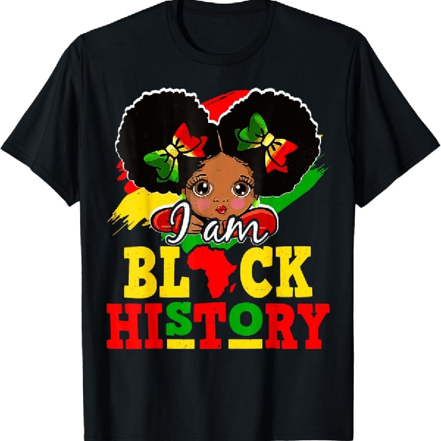 

I Am Black History Month African American For Girls Kids T-Shirt XXXXXL чёрный