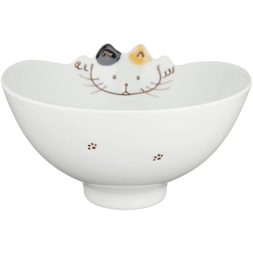 Hasami Ware Children's Cat Wave Bowl, Approximately 11.5cm Diameter, Ceramic, Microwave and Dishwasher Safe, Made In Japan, Product Number 40865