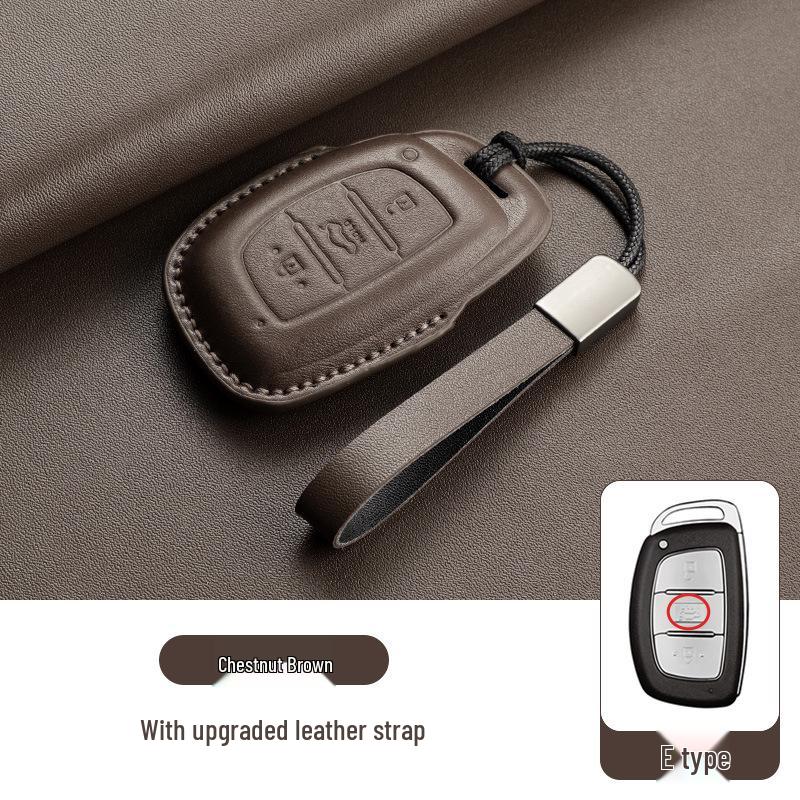 Genuine Leather Key Case for Hyundai Ix35, Santa Fe, Fiesta, Ix25, Elantra, Verna, Mistra