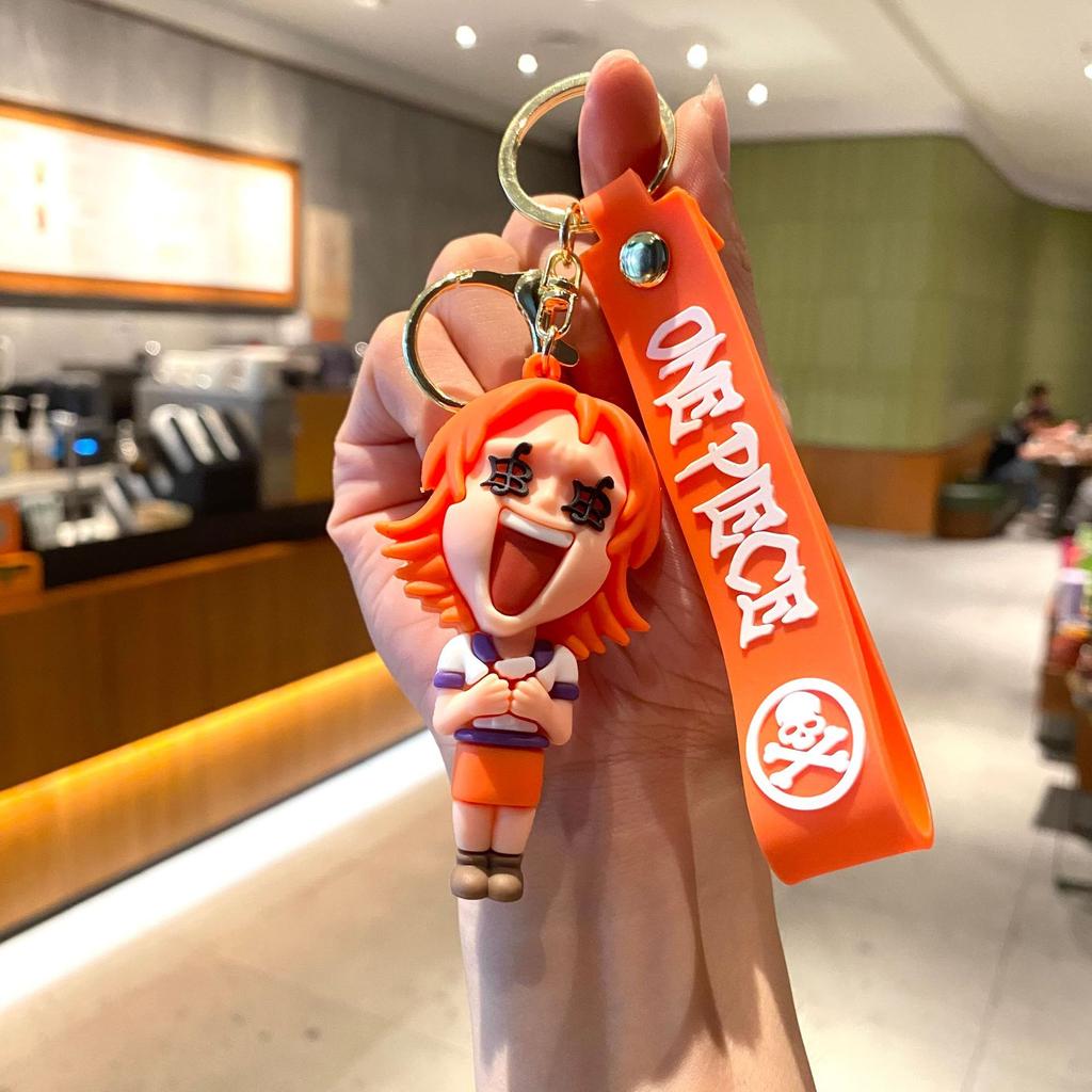 Perfect New Cartoon One Piece Key Chain Luffy Zoro Nami Usopp Chopper Robin Franky Brook Jinbe Children's Student Model Doll Bag Pendant