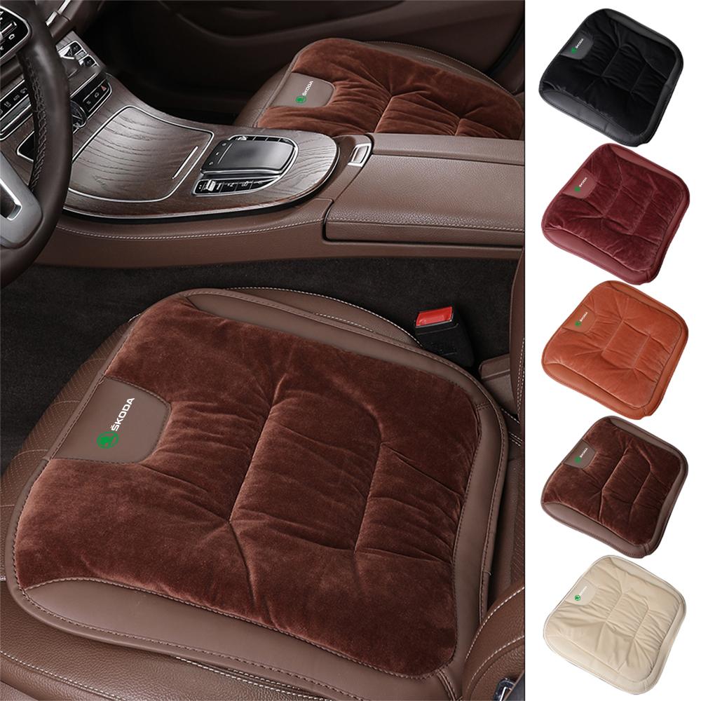 BBHX7 For Skoda S Octavia Rapid Fabia Superb Karoq Scala VRS A7 A5 Kamiq Car Exclusive Seat Cover Flannel Soft Breathable Seat Cushion