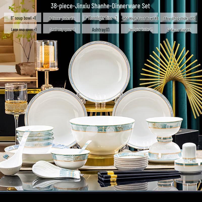 Jingdezhen Ceramic Dinnerware Set - Splendid Mountains & Rivers