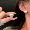 Korean version of premium matte brushed ear buckles women's niche design temperament water drop love earrings new versatile earrings