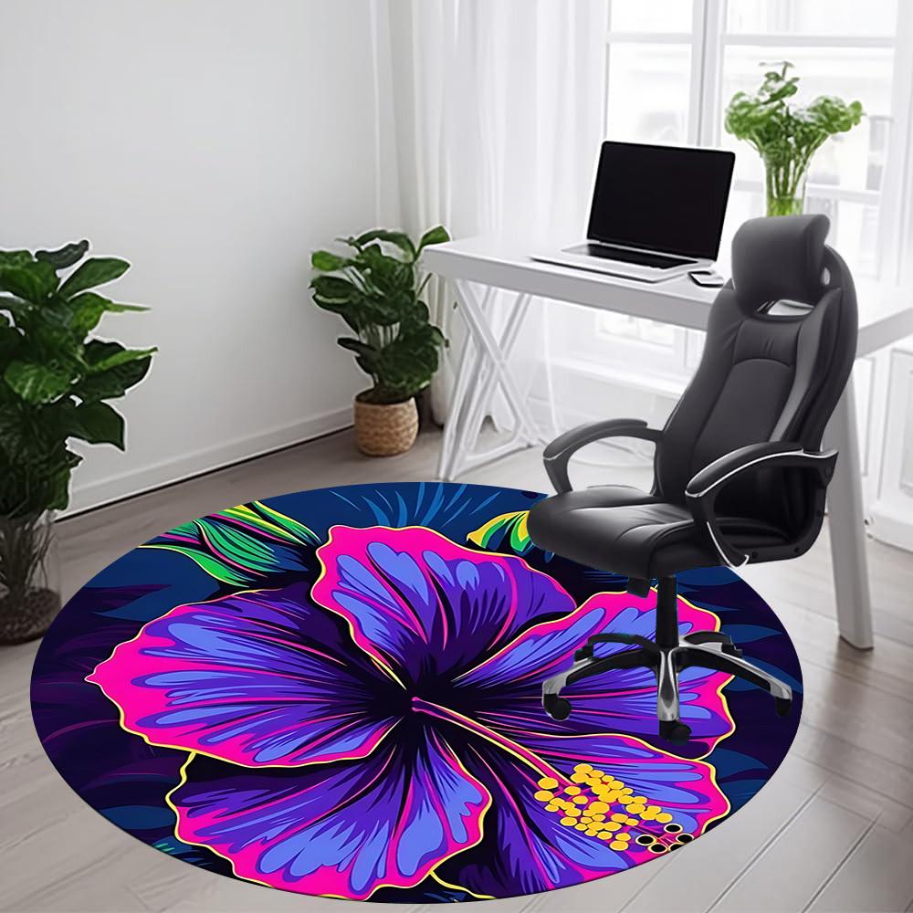 1 Stück Floraler Lebendiger Runder Teppich für das Büro, Matte Geeignet für Büro, Unter Bürostühlen Schlafzimmer Wohnzimmer Heimdekoration, Raumdeko
