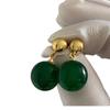 New Chinese-Style Trendy Green Agate Ball Stud Earrings For Women'S Personality, Fresh And Fashionable Trend, Versatile Earrings And Earrings.