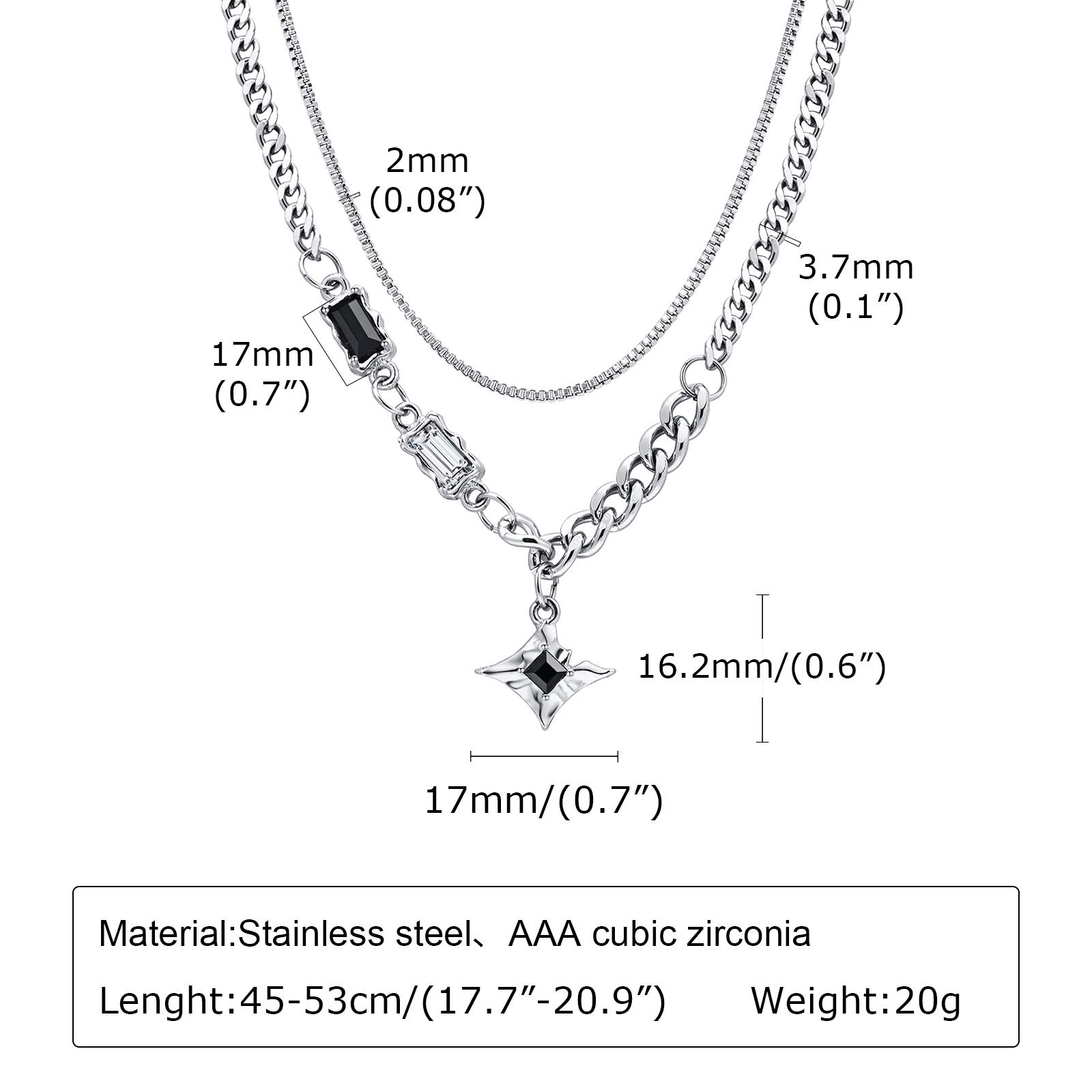 

Black Star Charm Choker Necklace for Man Woman Stainless Steel Jewelry Double Link Chain Stacking Collar Birthday Christmas Gift