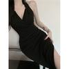 Pure Desire Sexy Neck Suspender Dress Women's Summer French High-end Temperament Long Waist Split Hip Skirt