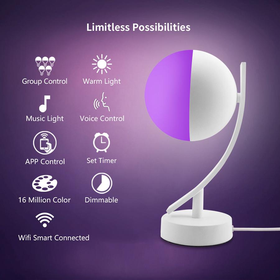 Rgb Led Bureau Lampen 7W Smart Voice Led Controle Wifi App Remote Dimbare Slaapkamer Tafel Nachtverlichting Werken Met Alexa Google Thuis