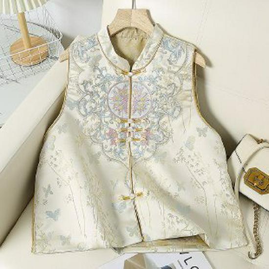 Elegant Spring Chinese-Style Sleeveless Vest for Young and Middle-Aged Women 2XL жёлтый