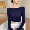 2025 Women's 100% Wool Seamless Slim Fit One-Shoulder Fine Knit Sweater, Machine Washable, 18 Gauge Yangzi Yarn