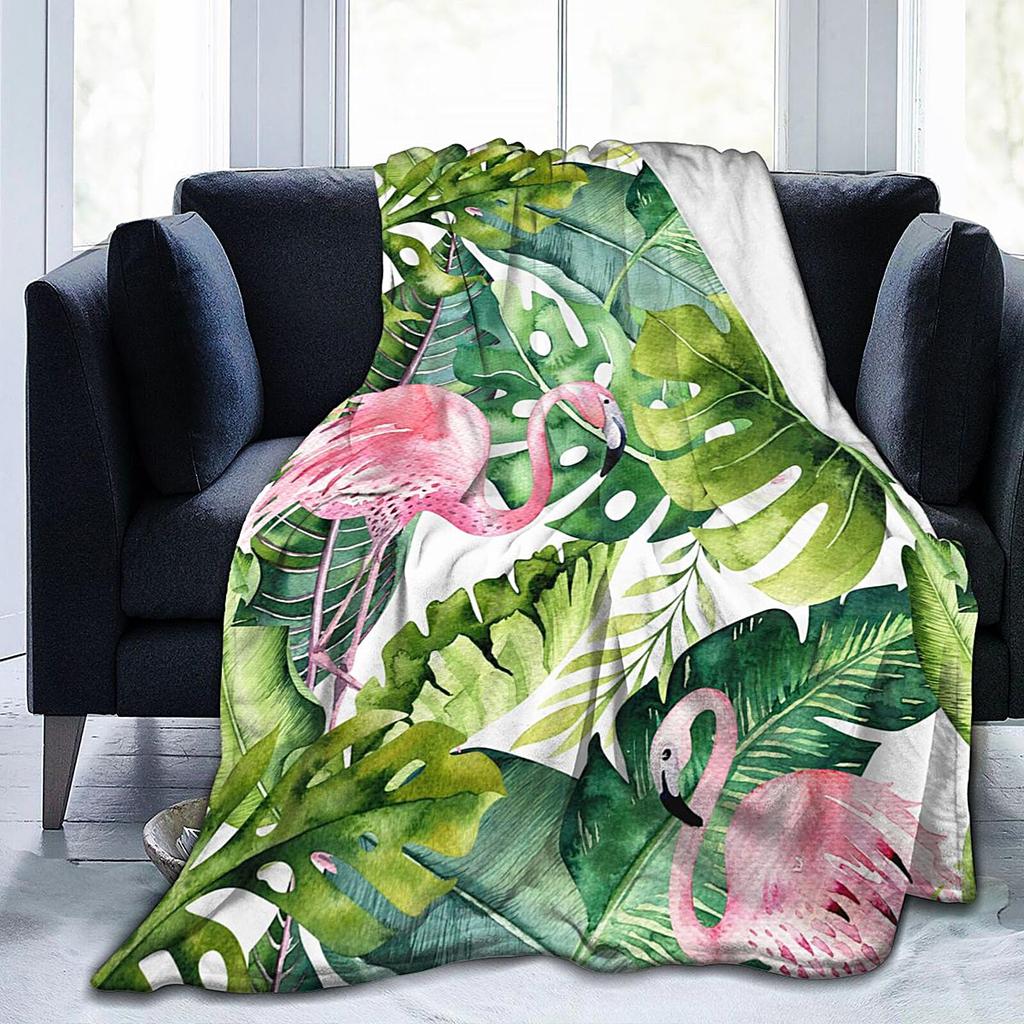 Tropical Palm Leaves Throw Blanket Ultra Soft Warm Lightweight Cozy Plush Blanket for Bed Chair Car Sofa Couch Bedroom Dorm