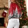 Dámský módní top s dlouhým rukávem a vánočním potiskem sněhových vloček, elegantní ležérní top