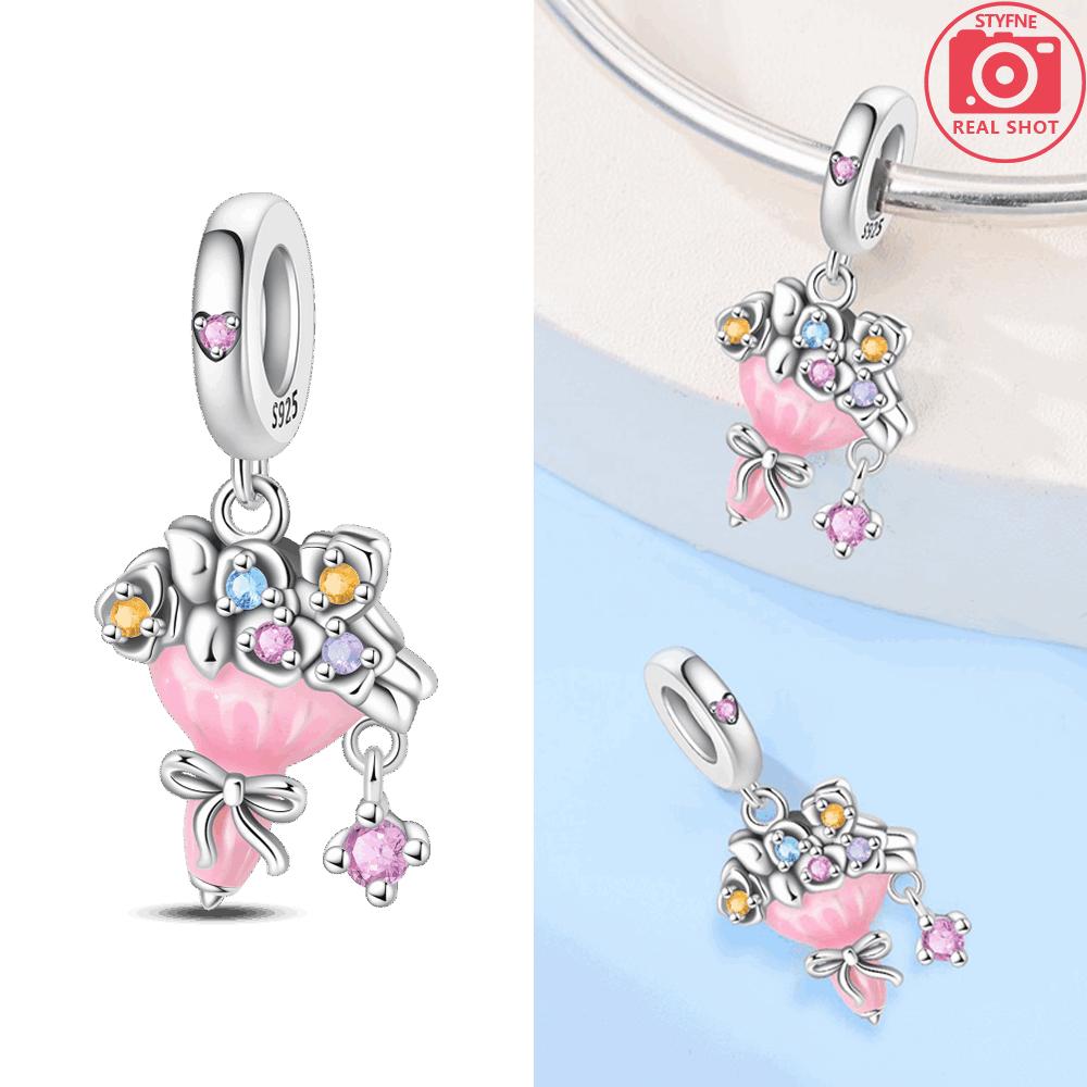 Original Copper Love Heart Beads Couple Balloon Pendant Fit Bracelet Women Jewelry Diy Anniversary Fine Gift