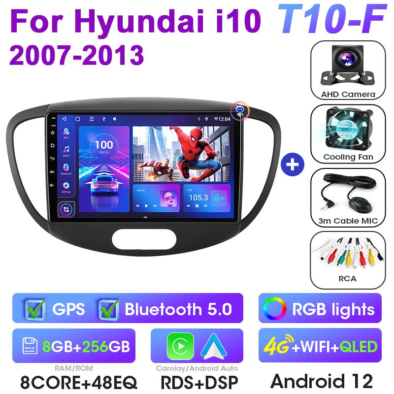 2 Din Android 12 Car Radio For Hyundai I10 2007 - 2013 Multimedia Video Player GPS 4G Carplay Auto Stereo DVD QLED IPS Head Unit