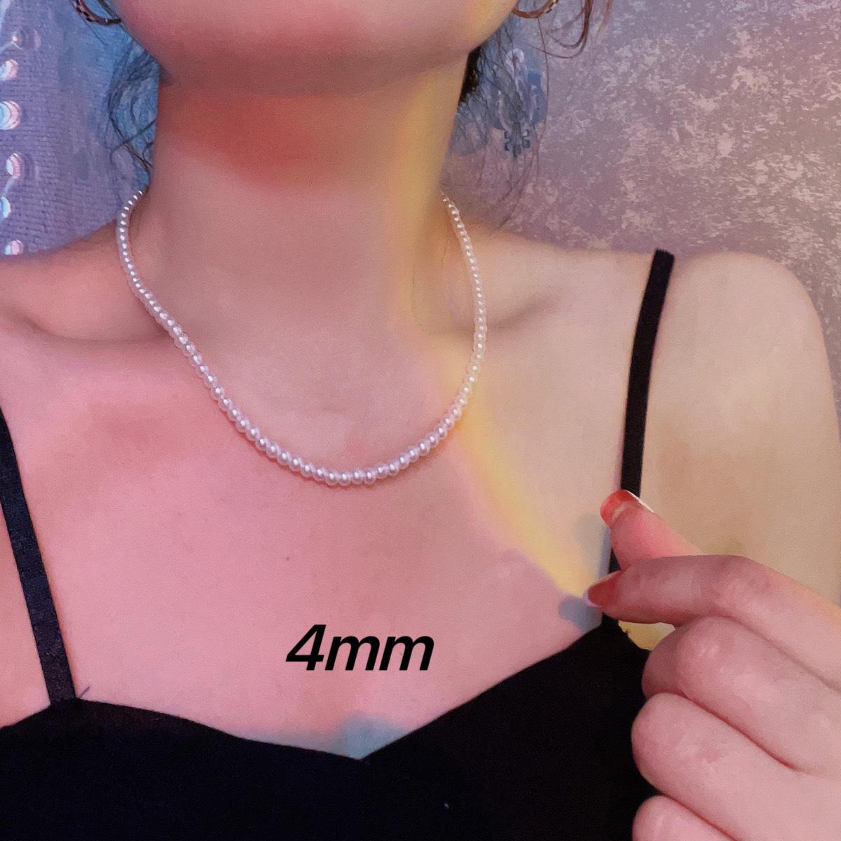 

Елегантне двошарове намисто з конопляного скляного бісеру з перлами - ретро-ланцюжок для ключиць для жінок F0425 4MM золотий