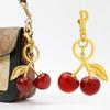 Fashion Delicious Red Cherry Keychain Summer Fruits Cherries Pendant Keyring For Women Men Jewelry Bag Accessories Gift