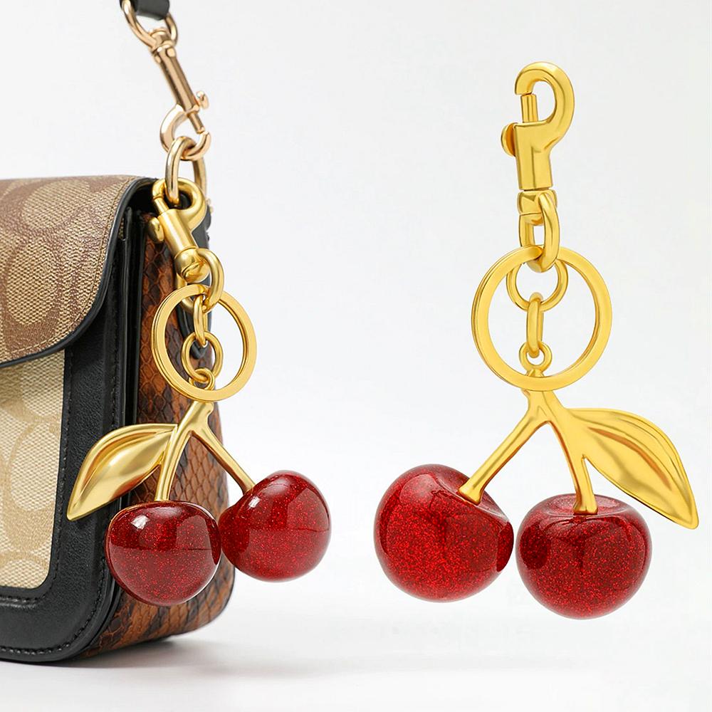 Fashion Delicious Red Cherry Keychain Summer Fruits Cherries Pendant Keyring For Women Men Jewelry Bag Accessories Gift