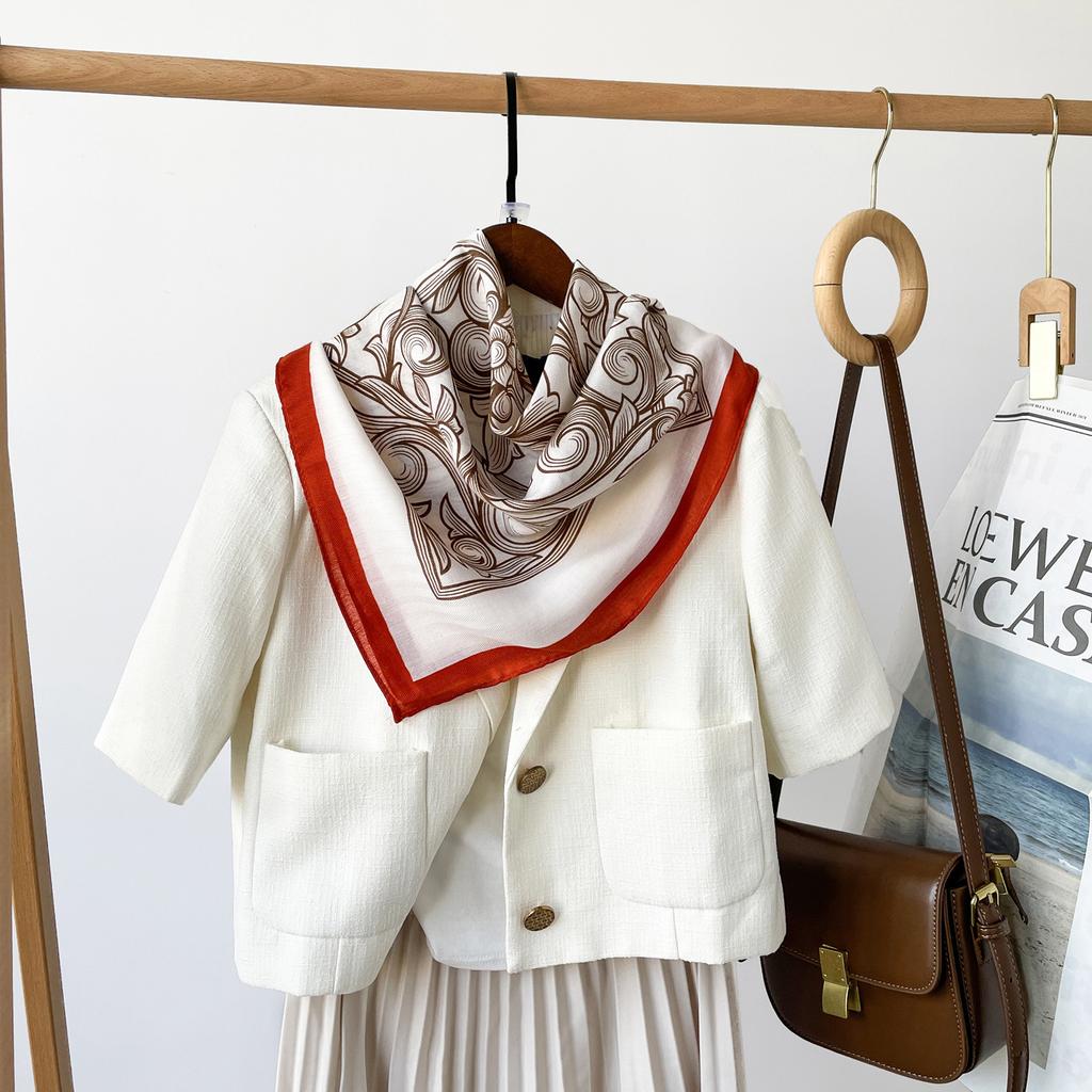 Spring And Summer Satin Long Scarf For Women Sunscreen Shawl Fashionable Beauty Scene Satin Long Scarf Versatile Travel Scarf