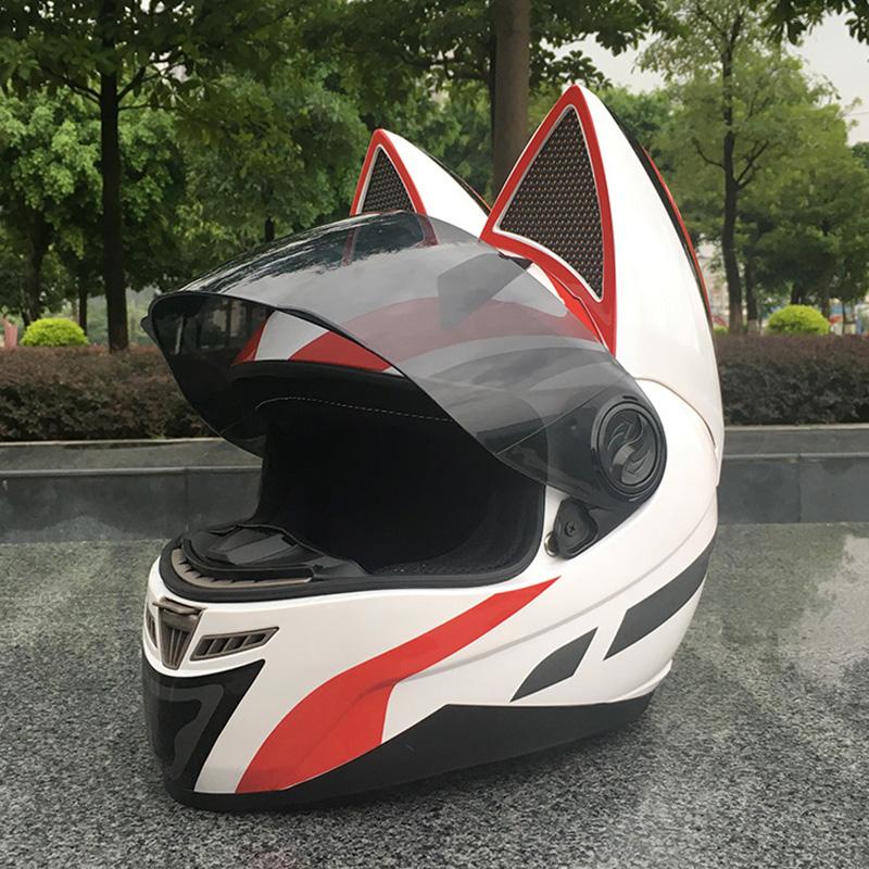 Motocross Men Helmet Women Lovely Motorcycle Helmet Original White Red Cat Helmet Casque DOT Approved Full Face Safety Helmet