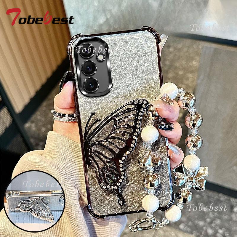 Shockproof Plating Butterfly Bracelet Case for Samsung Galaxyu A17 A07 A16 A26 A36 A56 A06 A15 A25 A35 A55 A14 A24 A34 A54 4G 5G