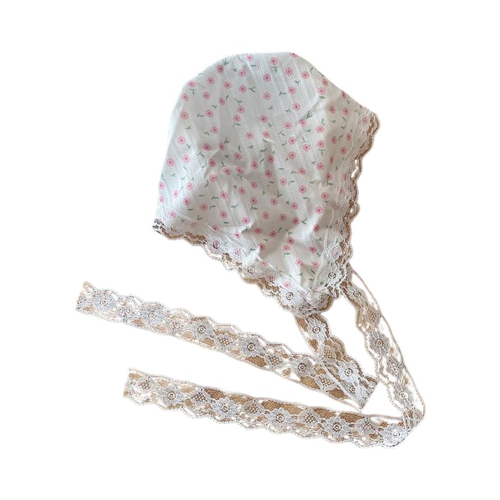 Women French Style Triangle Turban Hairband Lace Floral Hair Band Sun Protection Hair Hoop Fashion Girls Triangle Scarf Headband