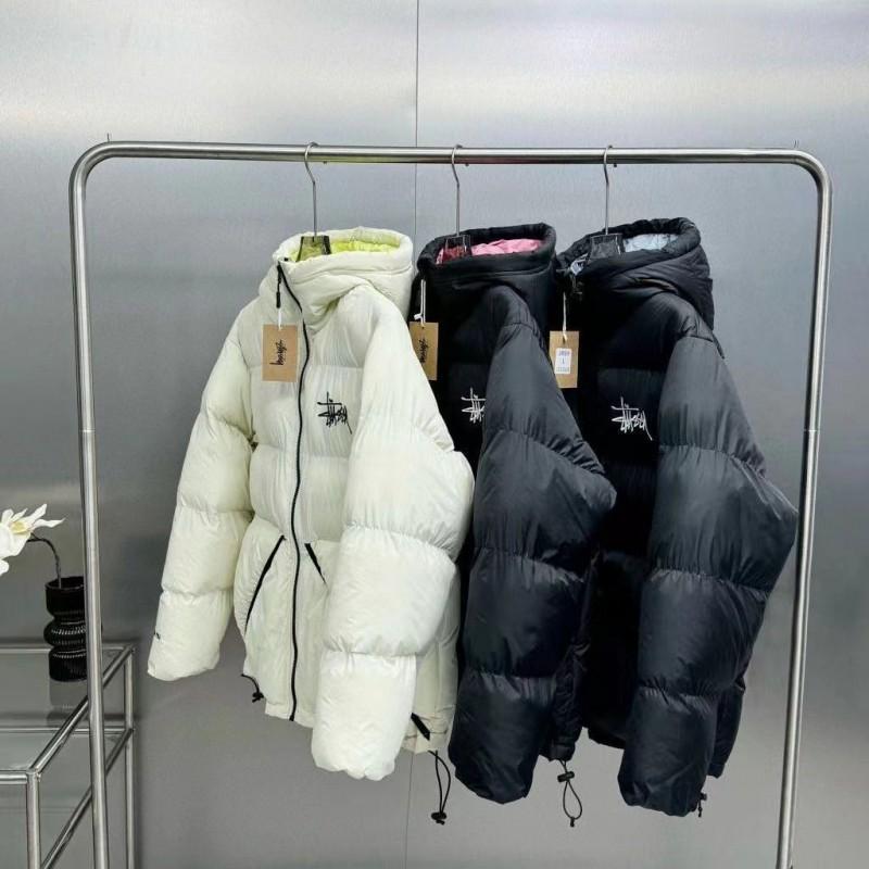 Winter Hooded Cotton Puffer Jacket Couples Warm Thick Casual Coat With Embroidery