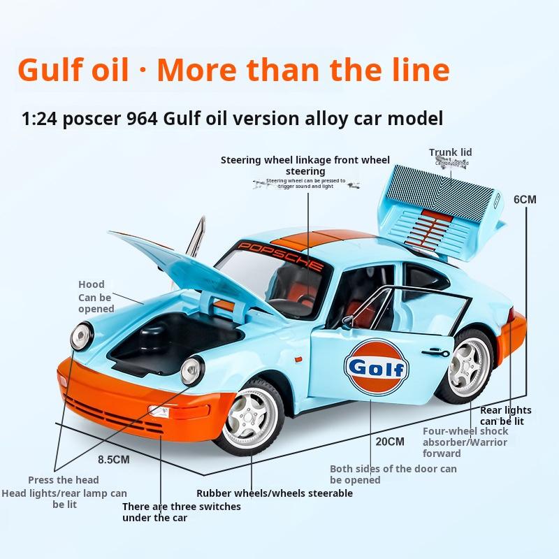 1/24 Ölçekli Porsche 964 Carrera RS 911 Alaşım Araba Diecastlar ve Oyuncak Araçlar Araba Modeli Ses ve Işık Geri Çekmeli Araba Çocuklar için Oyuncaklar Hediyeler