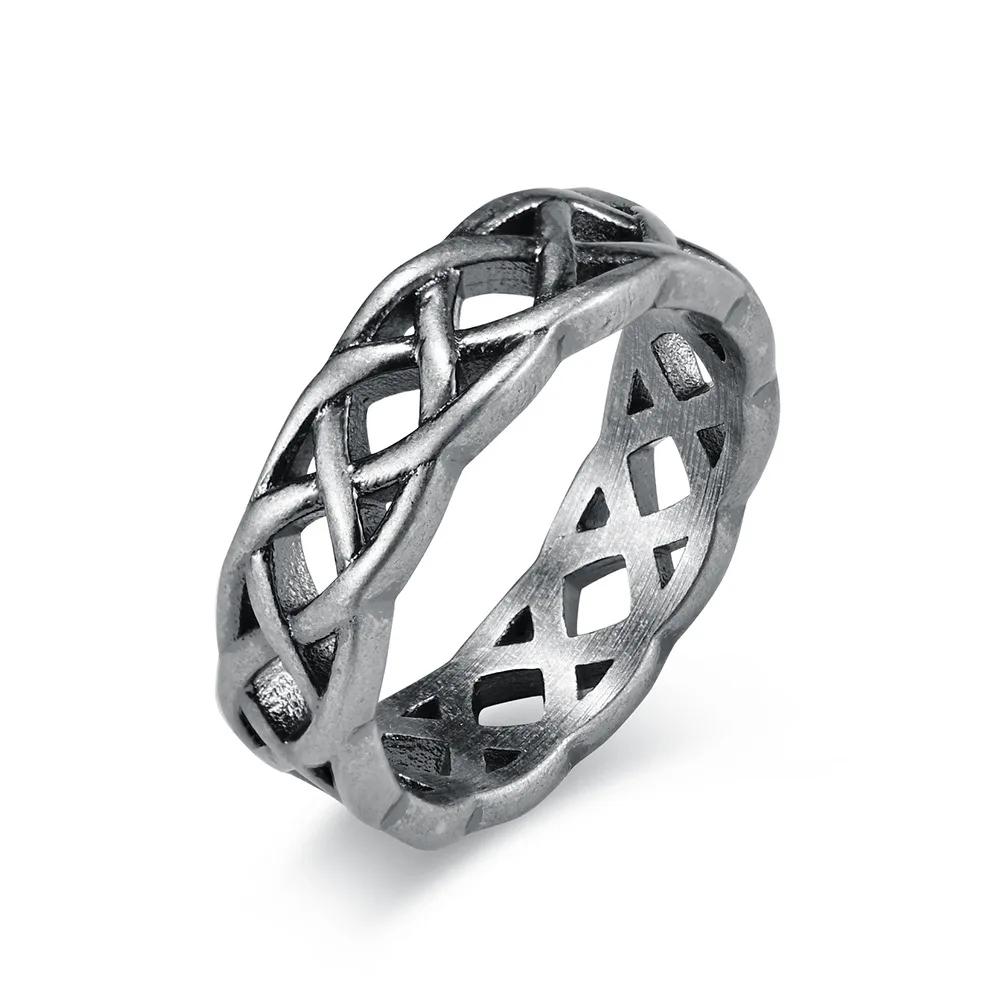 Cool Celtic Eternal Weave Ring Stainless Steel Titanium Twined Hollow Out Black Gold Plated for Men Women