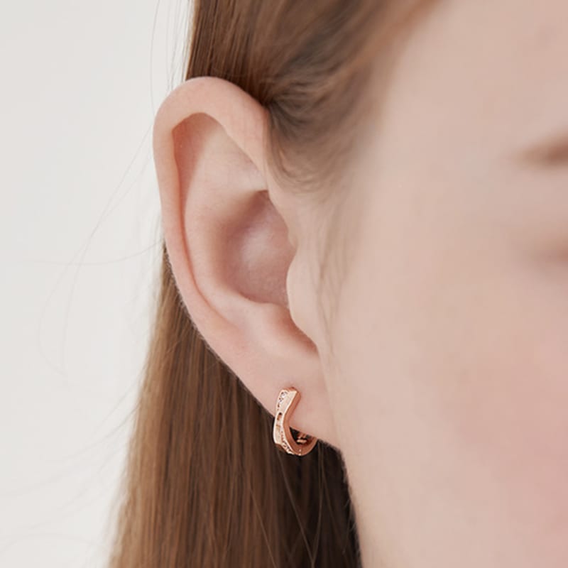 CRANNE 14K GF Cross Ribbon One-Touch Ring Earrings C24EGF198