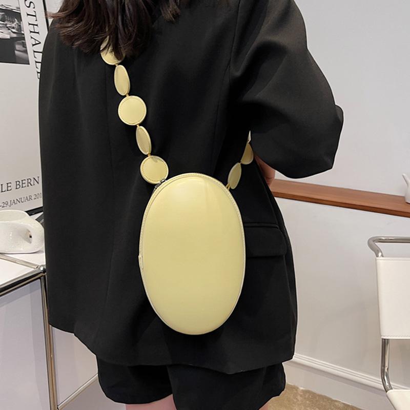 Brand Women Crossbody Bag Purse Summer Oval Small Shoulder Bags Designer Handbag Solid Color Leather Luxury Crossbody Chest Pack