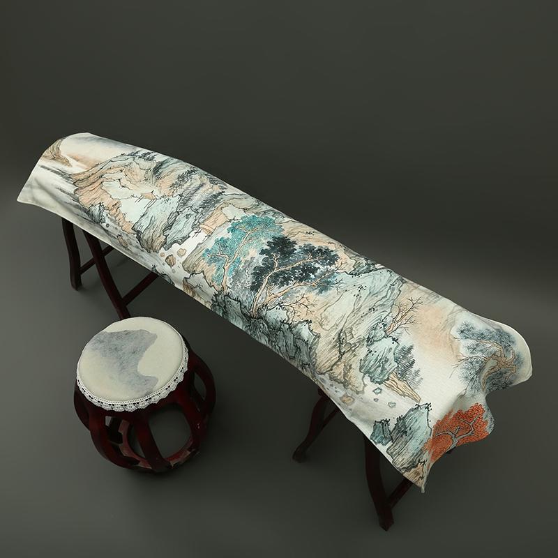 163-165cm Chinese Ancient Style Elegant Guzheng Cover Dust Cover Edge Classical Literary Piano Organ Keyboard Furniture Cover