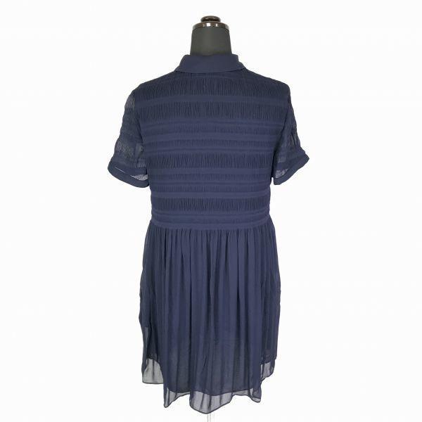 Diane von Furstenberg Sheer Shirt Dress 4 Women XL Navy No Lining Spring Summer Diane von Furstenberg(USED)