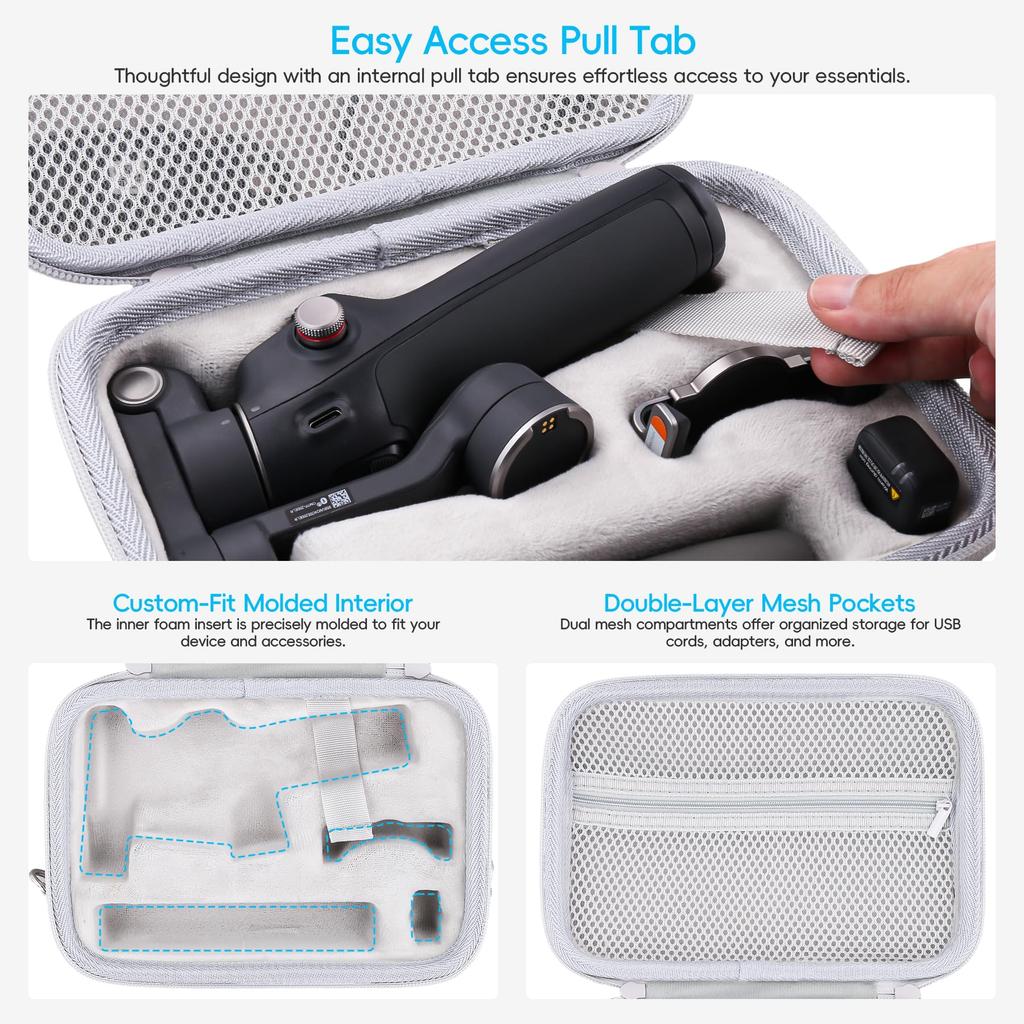 (Case Only) DJI Osmo Mobile 8/7P/7 Smartphone Gimbal Compatible DJI OM 7 Pro Gimbal Stabilizer Storage Case, Off-White - co2CREA