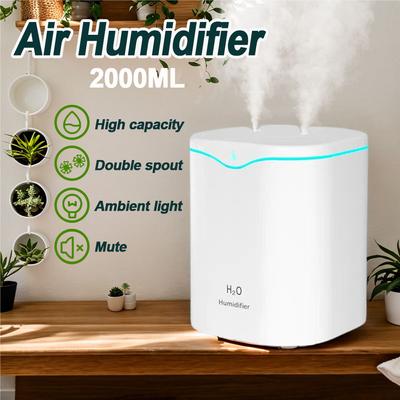 2000ML nawilżacz powietrza USB podwójny port sprayu dyfuzor do aromaterapii olejków eterycznych Cool Mist Maker Fogger do domowego biura