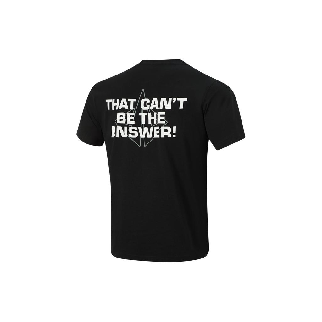 Li-Ning Basketball Series Round Neck Pullover Straight Tube Flame Print Short Sleeve T-Shirt Men Tops Black AHSU409-1